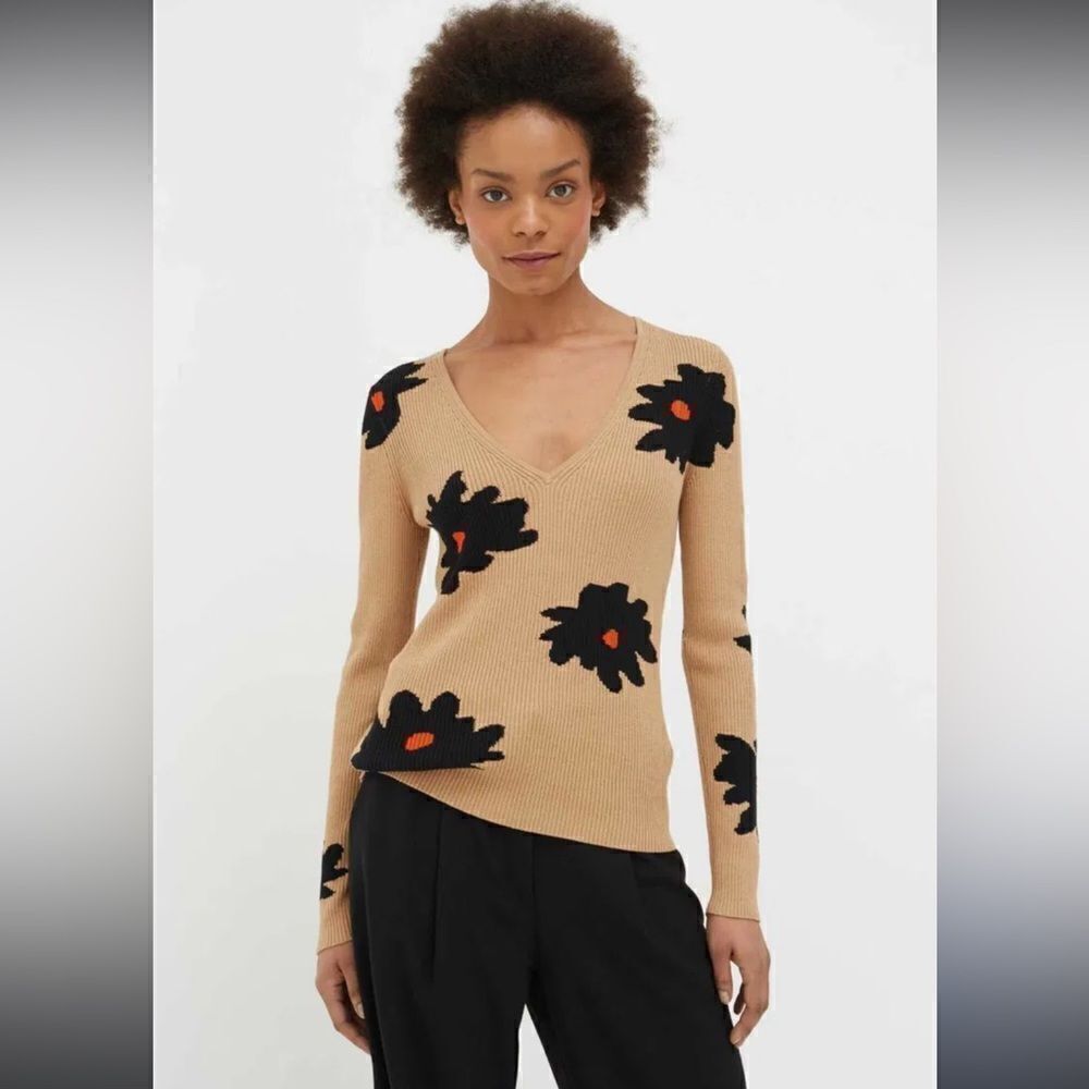 Chinti & Parker Biscotti Gabriel floral silk cotton sweater medium m